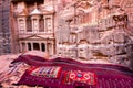 Beauty of rocks and ancient architecture in Petra, Jordan. Ancient temple in Petra, Jordan Royalty Free Stock Photo