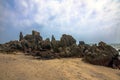 Beauty rocky beach in sunny