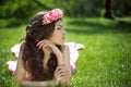 Beauty Romantic Girl Outdoors. Beautiful Teenage Model girl with Royalty Free Stock Photo