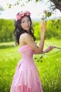 Beauty Romantic Girl Outdoors. Beautiful Teenage Model girl with Royalty Free Stock Photo