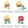 Beauty logo, rose, poppy, peony symbol for beauty salon, beauty shop, make up artist, flower shop. Flat modern style, simple