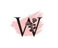 Beauty Rose logo vector logo design template, feminine W sign line petal beauty salon. Flower W Letter Icon Royalty Free Stock Photo