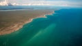 Aerial view and the landscape at the edge of Northern coast of Australia called Arafura sea in Northern Territory state of Austral