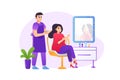 Beauty salon concept in flat style with people scene.