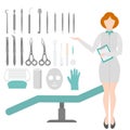 Beauty Salon. Dermatologist tools. Equipment loops, extractors and syringe . Dermatology and cosmetology concept