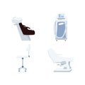 Beauty salon equipment flat color vector objects set