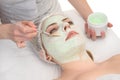 Beauty salon, facial mask applying Royalty Free Stock Photo