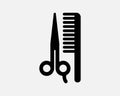 Beauty Salon Icon. Hairdresser Service Barber Hair Cut Style Scissor Scissors Comb Sign Symbol