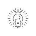 Beauty salon icon, Queen beauty logo, Hairdressing salon symbol. Silhouette of a woman with a crown. Thin line design