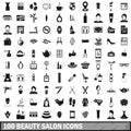 100 beauty salon icons set in simple style Royalty Free Stock Photo