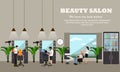 Beauty salon interior vector concept banners. Hair style design studio. Women in haircut atelier. Royalty Free Stock Photo