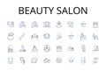 Beauty salon line icons collection. Hair salon, Nail salon, Day spa, Tanning salon, Barber shop, Eye salon, Facial spa