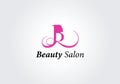 Beauty salon logo. Elegant makeup woman\'s face and wordmark isolated on the light fund.