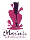 Manicure and makeup studio isolated icon, nail polish or varnish brush