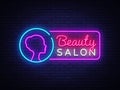 Beauty Salon neon sign vector. Beauty Salon Design template neon sign, light banner, neon signboard, nightly bright