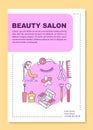 Beauty salon poster template layout. Hairdressing and makeup procedures. Banner, booklet, leaflet print design with