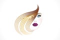 Beauty salon pretty woman girl face hair logo vector design Royalty Free Stock Photo