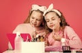 Beauty salon. Sisterhood happiness. Skin care. Kids makeup. Beauty and fashion. Happy girls doing makeup. Play with Royalty Free Stock Photo