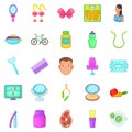 Beauty saloon icons set, cartoon style