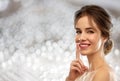 Beautiful smiling woman making hush gesture Royalty Free Stock Photo