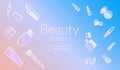 Beauty secrets commercial promo banner design with makeup elements