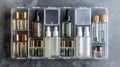 Beauty Serums in Glass Bottle and Plastic Box Royalty Free Stock Photo