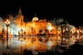 The beauty of Sevilla Spain by night travel destination - abstract illustration