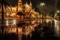 The beauty of Sevilla Spain by night travel destination - abstract illustration