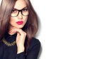 Beauty fashion model girl wearing glasses