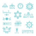 Beauty shop cosmetic industry linear vector icons