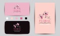 Beauty shop logo with flower style and business card design.