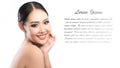 Beauty shot of young pretty asian woman with clear skin ongrey b