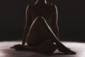 Beauty, silhouette and body of a woman in a studio with a creative, mysterious and seductive aesthetic. Art, fantasy and