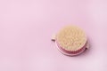 Beauty and Skin Care Spa Products Bath Accessories Body Brush Pink Background Top View Royalty Free Stock Photo