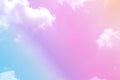 beauty soft abstract pink sweet pastel with fluffy clouds on sky. multi color rainbow image. abstract fantasy growing love light