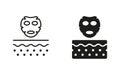 Beauty SPA Face Mask, Dermatology Skincare Treatment Symbol Collection. Facial Skin Mask Line and Silhouette Black Icon