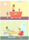 Beauty Spa Salon Reception and Pedicure Set Vector