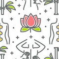 Beauty and spa seamless pattern lotus flower and back massage Royalty Free Stock Photo