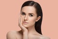 Beauty Spa Woman with perfect healthy face skin Portrait. Beautiful brunette Spa Girl Royalty Free Stock Photo
