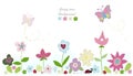 Beauty spring flowers, butterfly cute flowers. Spring time background