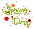 Beauty spring text with colorful flower