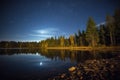 beauty of star-filled sky over a secluded lake