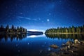 beauty of star-filled sky over a secluded lake