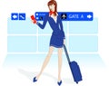 Beauty stewardess at the airport Royalty Free Stock Photo