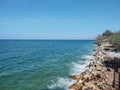 The beauty of the stones piled up the entire length of the sea when the sea was washed.