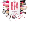 Beauty store emblem with type design and cosmetics