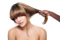 Beauty with strong hair Royalty Free Stock Photo