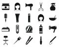 Beauty stylist icons set, simple style