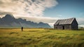 Beauty summer day on the green meadow, natural landscape cloudscape beautiful