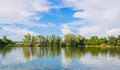 beauty sunny day on the lake with clear sky